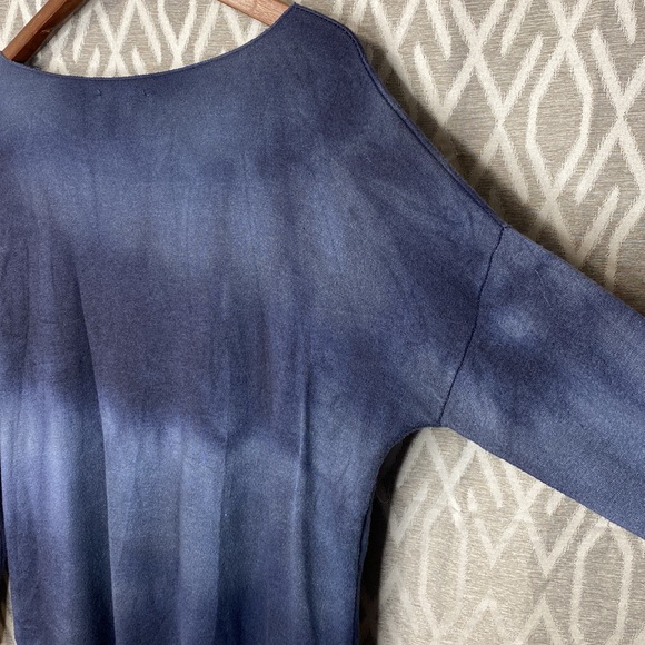 Tempo Paris Dolman Sleeve Scoop Neck High Low Multi-Blue M/L Sweater - Picture 3 of 5